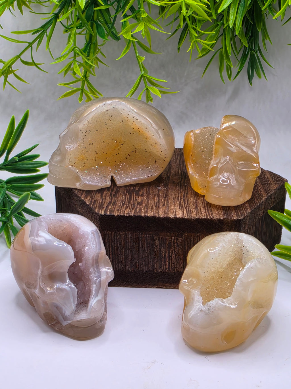 Druzy Agate Skulls