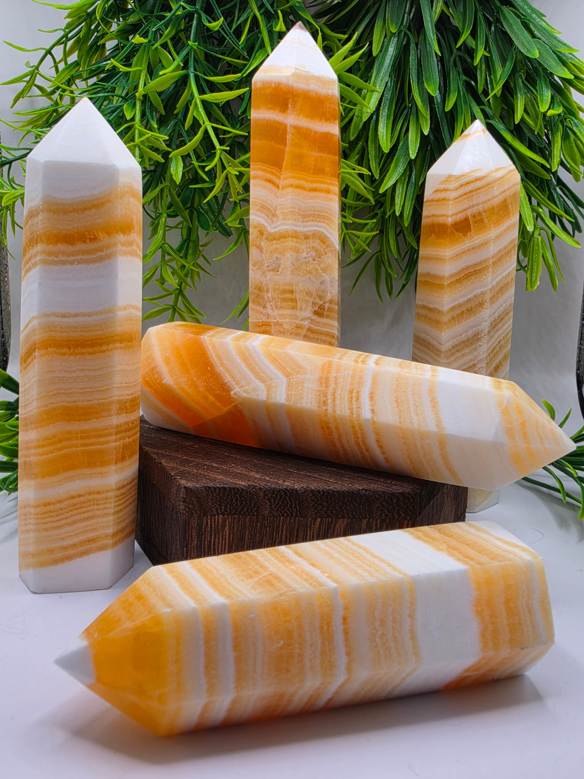 Orange Banded Calcite Points